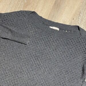 Banana Republic Gray Knit Sweater Small Open Weave Long‎ Sleeve EUC